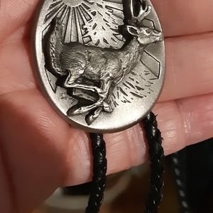Vintage Pewter Deer Bolo